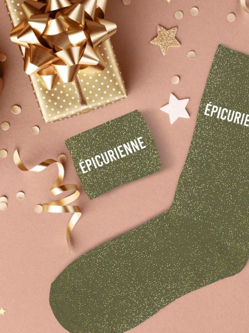Une paire de chaussettes paillettes Epicurienne Vert olive - Kiabi
