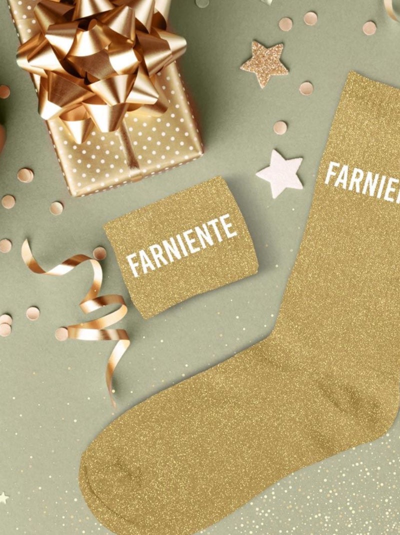 Une paire de chaussettes paillettes Farniente Jaune moutarde - Kiabi