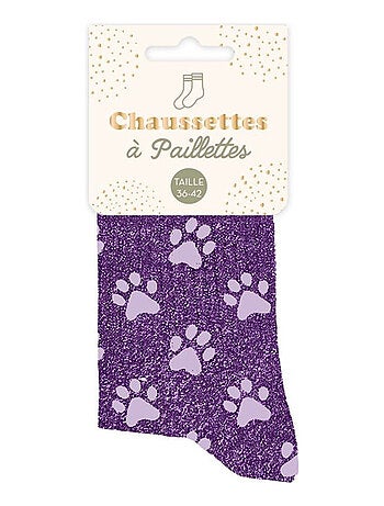Une paire de chaussettes paillettes pattes de chat