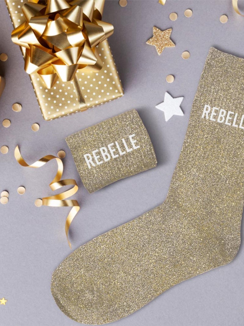 Une paire de chaussettes paillettes rebelle Beige - Kiabi