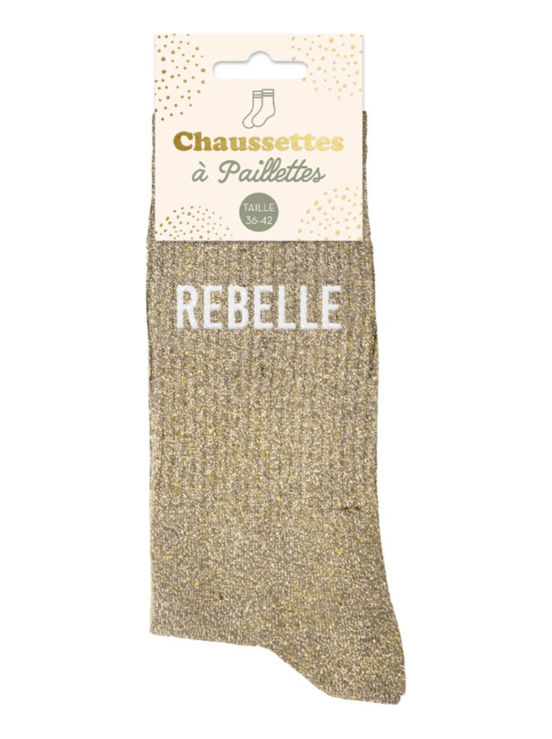 Une paire de chaussettes paillettes rebelle Beige - Kiabi