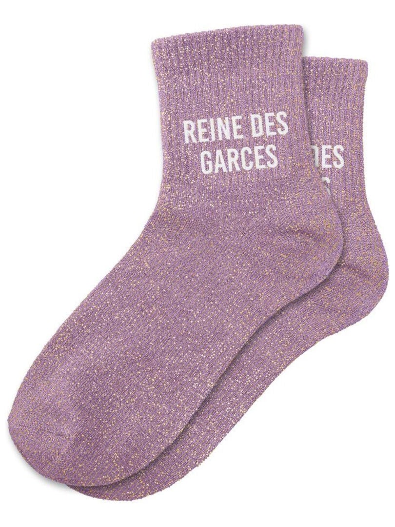 Une paire de chaussettes paillettes Reine de Garces Rose framboise - Kiabi