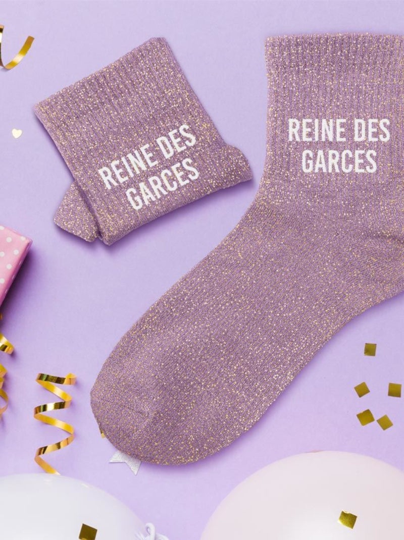 Une paire de chaussettes paillettes Reine de Garces Rose framboise - Kiabi