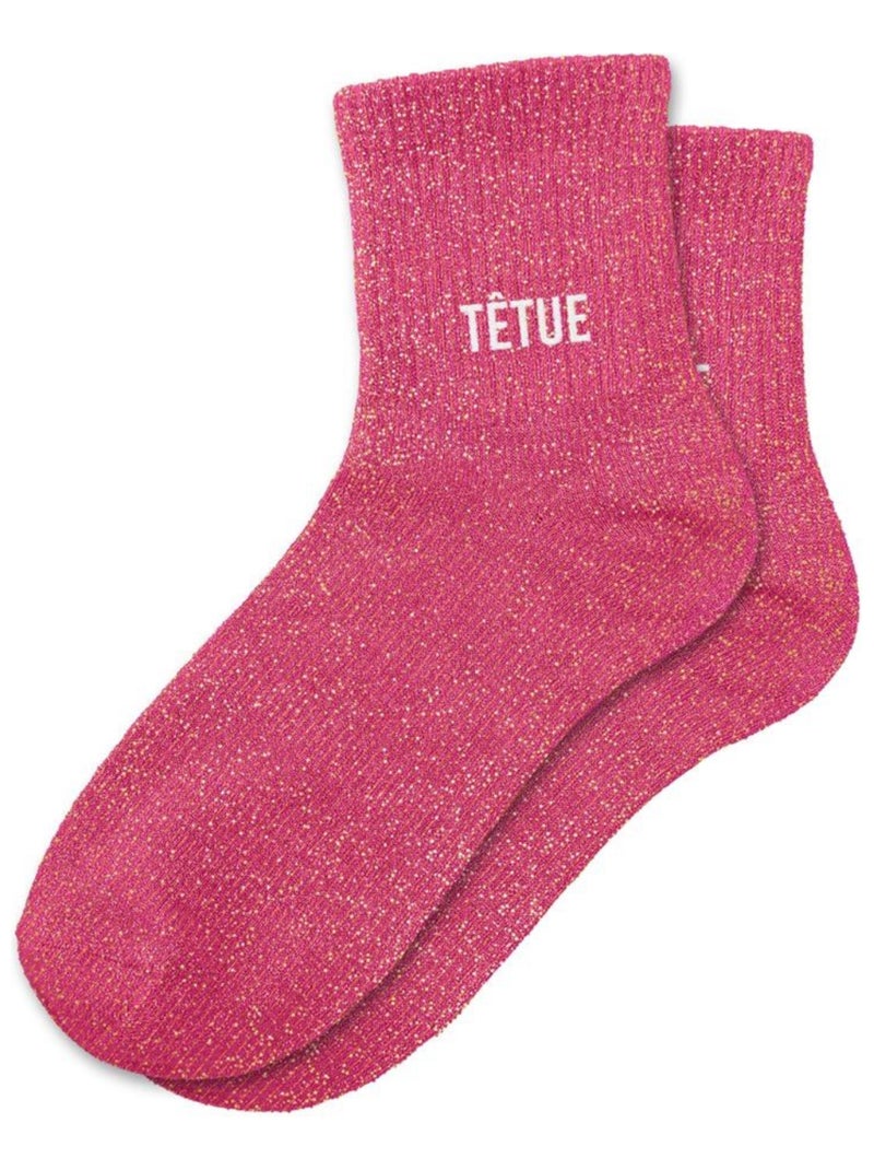 Une paire de chaussettes paillettes Têtue Rouge cerise - Kiabi