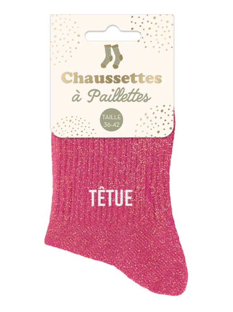 Une paire de chaussettes paillettes Têtue Rouge cerise - Kiabi