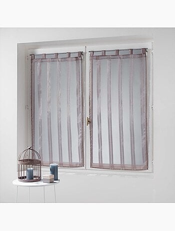 Une paire de voile raye jacquard bandas noisette 60 x 120 cm