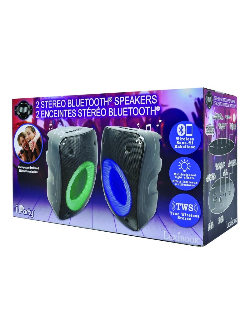 Une paire d'Enceintes Stereo Puissantes Bluetooth  iParty Noir - Kiabi