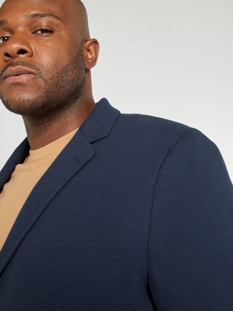 Une veste en maille piquée Bleu - Kiabi