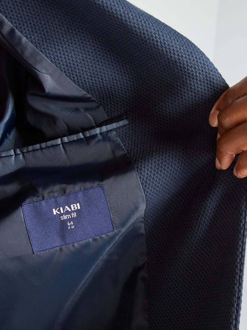 Une veste en maille piquée Bleu - Kiabi