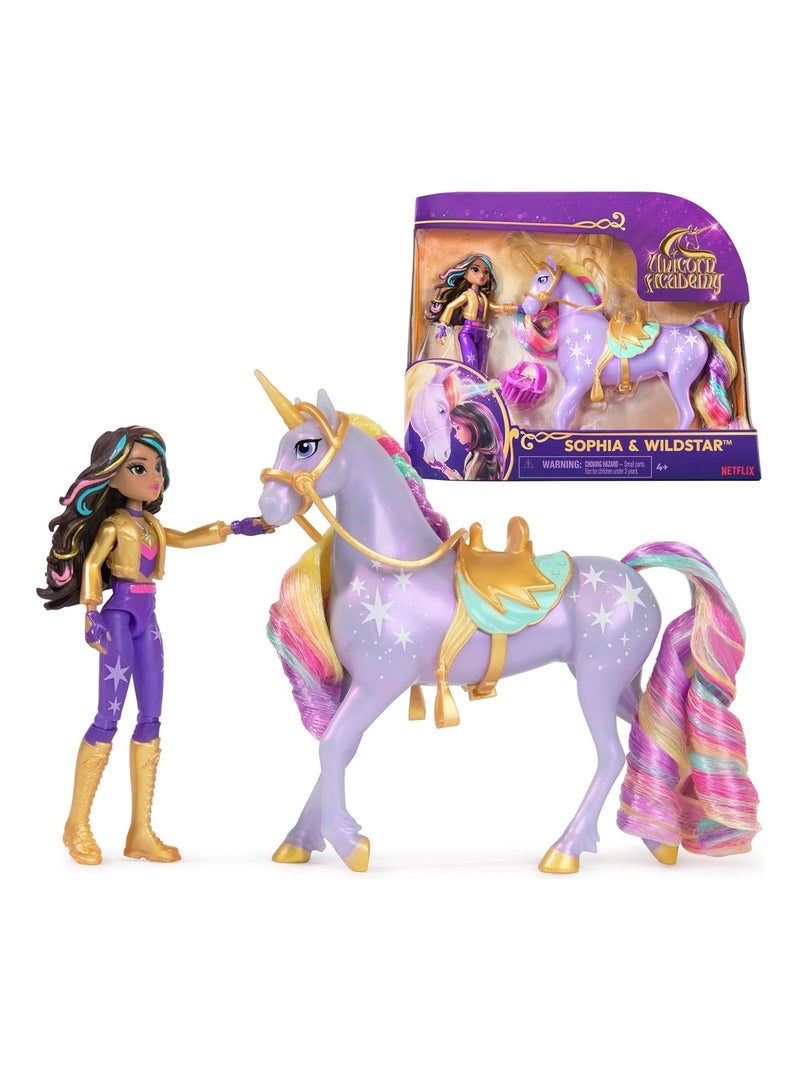 Unicorn Academy Licorne Wildstar et Poupée Sophia Violet clair - Kiabi
