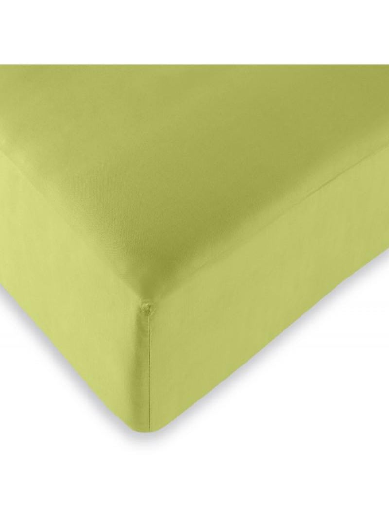 Univers Decor - Drap Housse Anis 140 X 190 Cm / 100% Coton / 57 Fils/cm² Vert anis - Kiabi