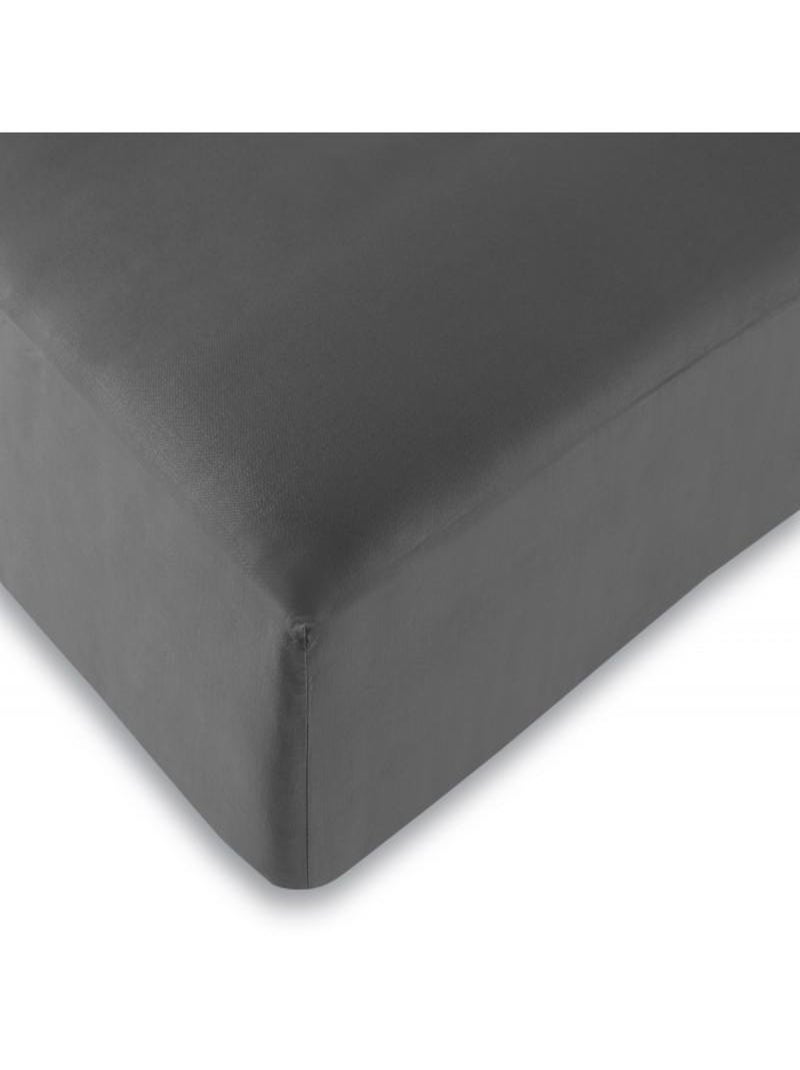 Univers Decor - Drap Housse Anthracite 180 X 200 Cm / 100% Coton / 57 Fils/cm² "king Size" gris anthracite - Kiabi