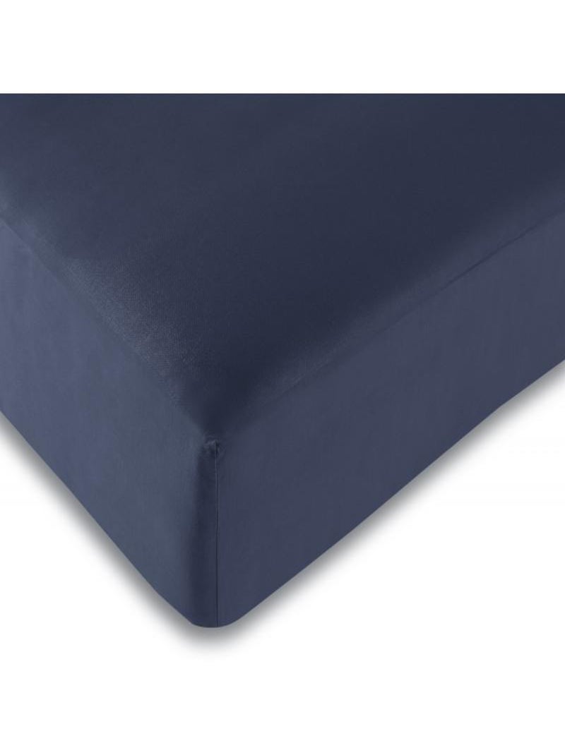 Univers Decor - Drap Housse Bleu Marine 140 X 190 Cm / 100% Coton / 57 Fils/cm² Bleu - Kiabi
