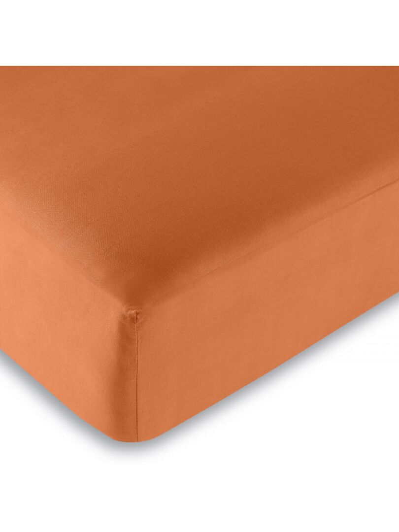 Univers Decor - Drap Housse Orange 160 X 200 Cm / 100% Coton / 57 Fils/cm² Orange - Kiabi