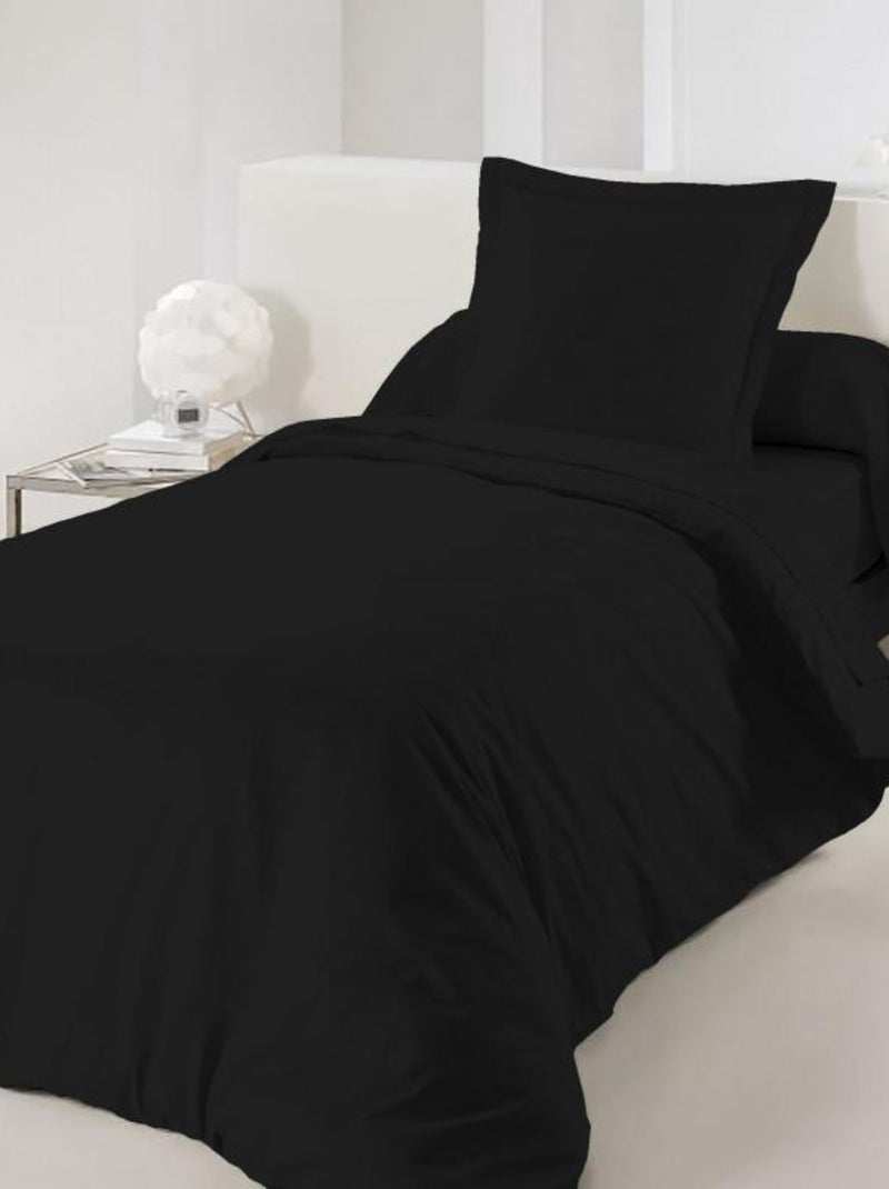 Univers Decor - Housse De Couette 140 X 200 Cm / 100% Coton / 57 Fils/cm² Pour Lit 1 Place Noir - Kiabi