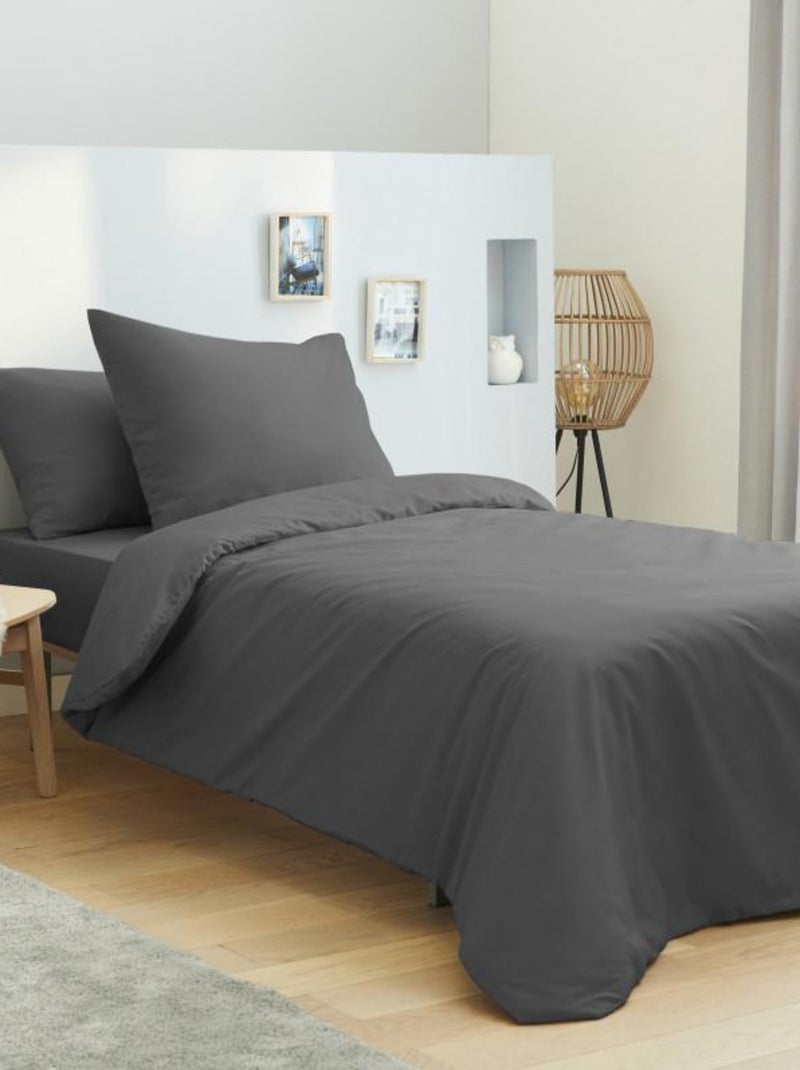Univers Decor - Housse De Couette 140 X 200 Unie 100% Coton / 57 Fils/cm² gris anthracite - Kiabi