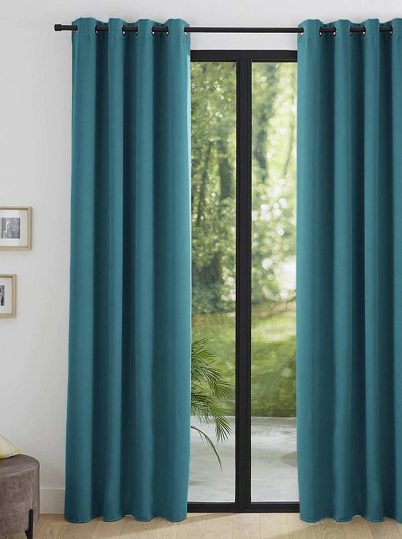 Univers Decor - Lot De 2 Rideaux Occultant Thermique 140 X 260 Cm Bleu turquoise - Kiabi