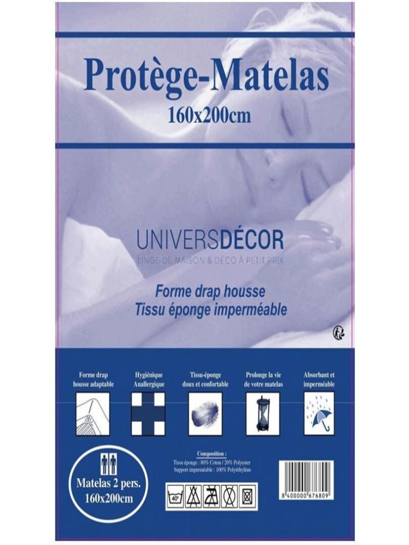 Univers Decor - Protège Matelas Imperméable, Absorbant Et Anti-acariens 160  X 200 Cm - Blanc - Kiabi - 12.90€