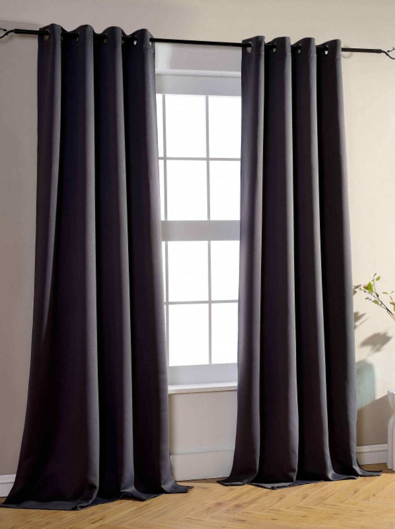 Univers Decor - Rideau Occultant 140 X 260 Cm - 1 Panneau gris anthracite - Kiabi