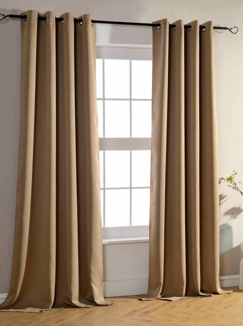 Univers Decor - Rideau Occultant 140 X 260 Cm - 3 Panneaux Marron clair - Kiabi