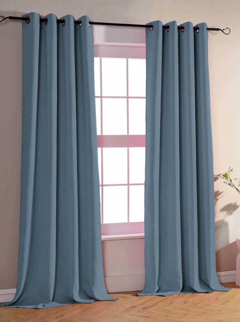 Univers Decor - Rideau Occultant 140 X 260 Cm - 4 Panneaux Bleu clair - Kiabi