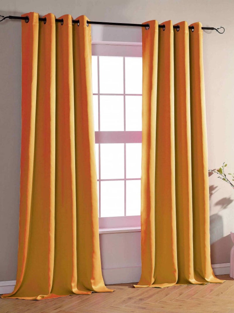 Univers Decor - Rideau Occultant 140 X 260 Cm - 4 Panneaux Orange - Kiabi