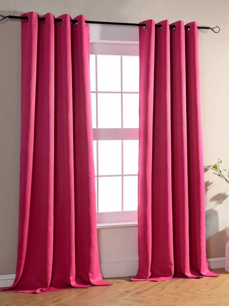 Univers Decor - Rideau Occultant 140 X 260 Cm - 4 Panneaux Rose fushia - Kiabi