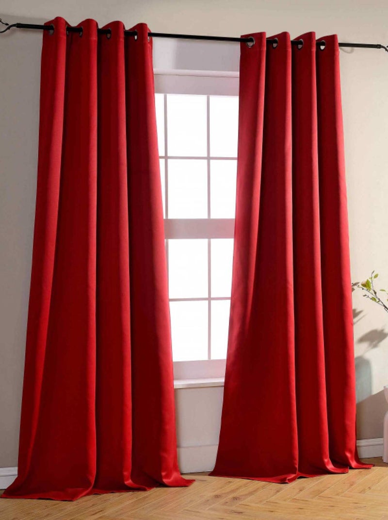 Univers Decor - Rideau Occultant 140 X 260 Cm - 4 Panneaux Rouge - Kiabi