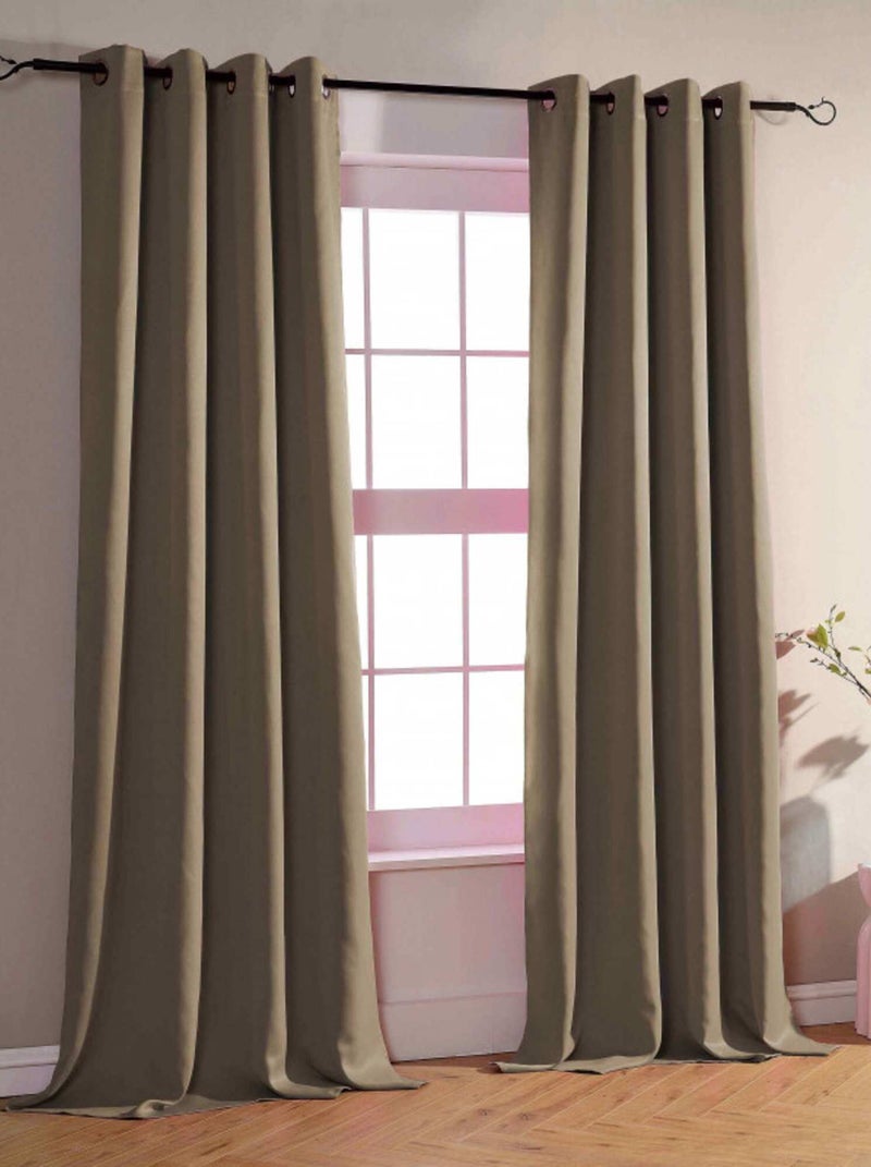 Univers Decor - Rideau Occultant 140 X 260 Cm - 8 Panneaux Marron foncé - Kiabi