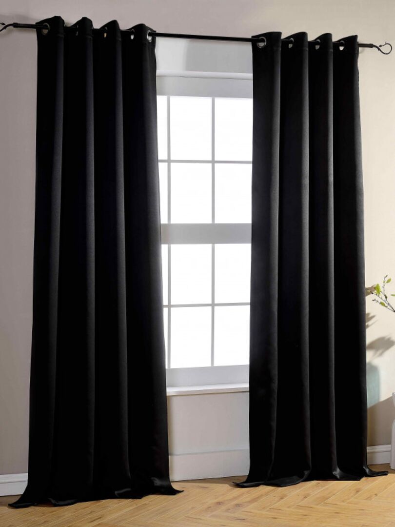 Univers Decor - Rideau Occultant 140 X 260 Cm - 8 Panneaux Noir - Kiabi