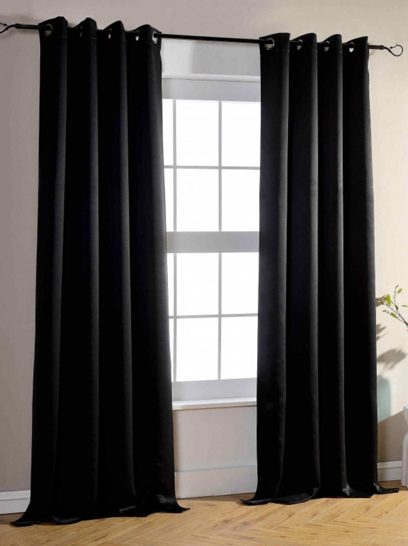 Univers Decor - Rideau Occultant 140 X 260 Cm - 8 Panneaux Noir - Kiabi