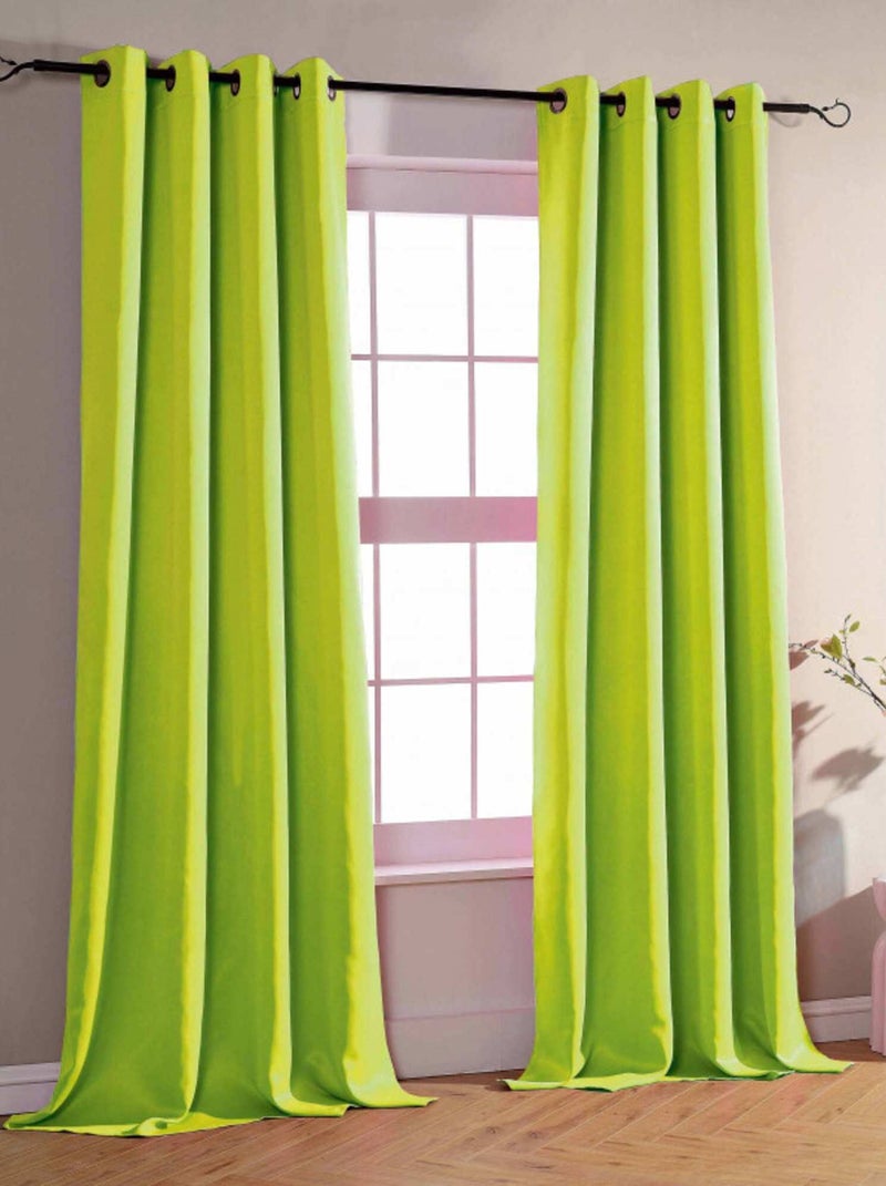Univers Decor - Rideau Occultant 140 X 260 Cm - 8 Panneaux Vert anis - Kiabi