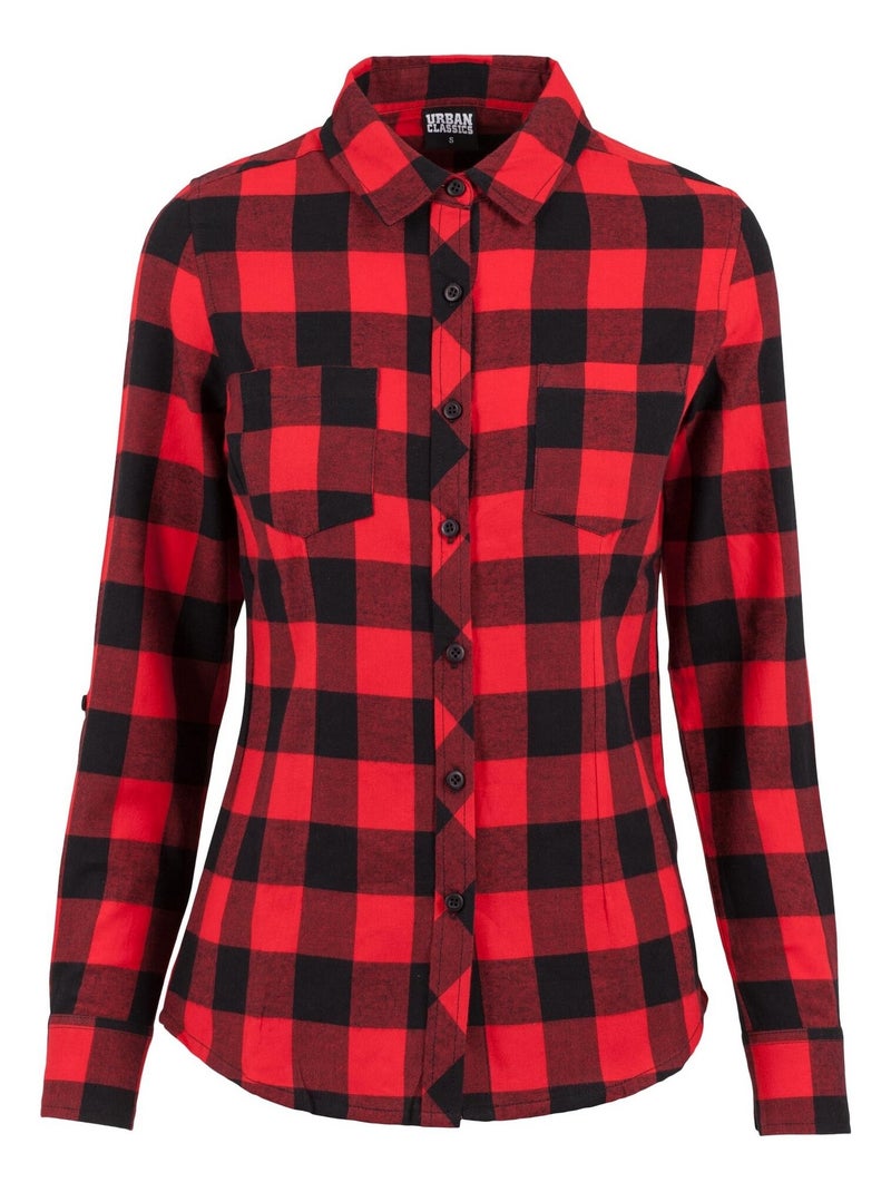Urban Classics Chemisier motif/style à carreaux Noir Rouge