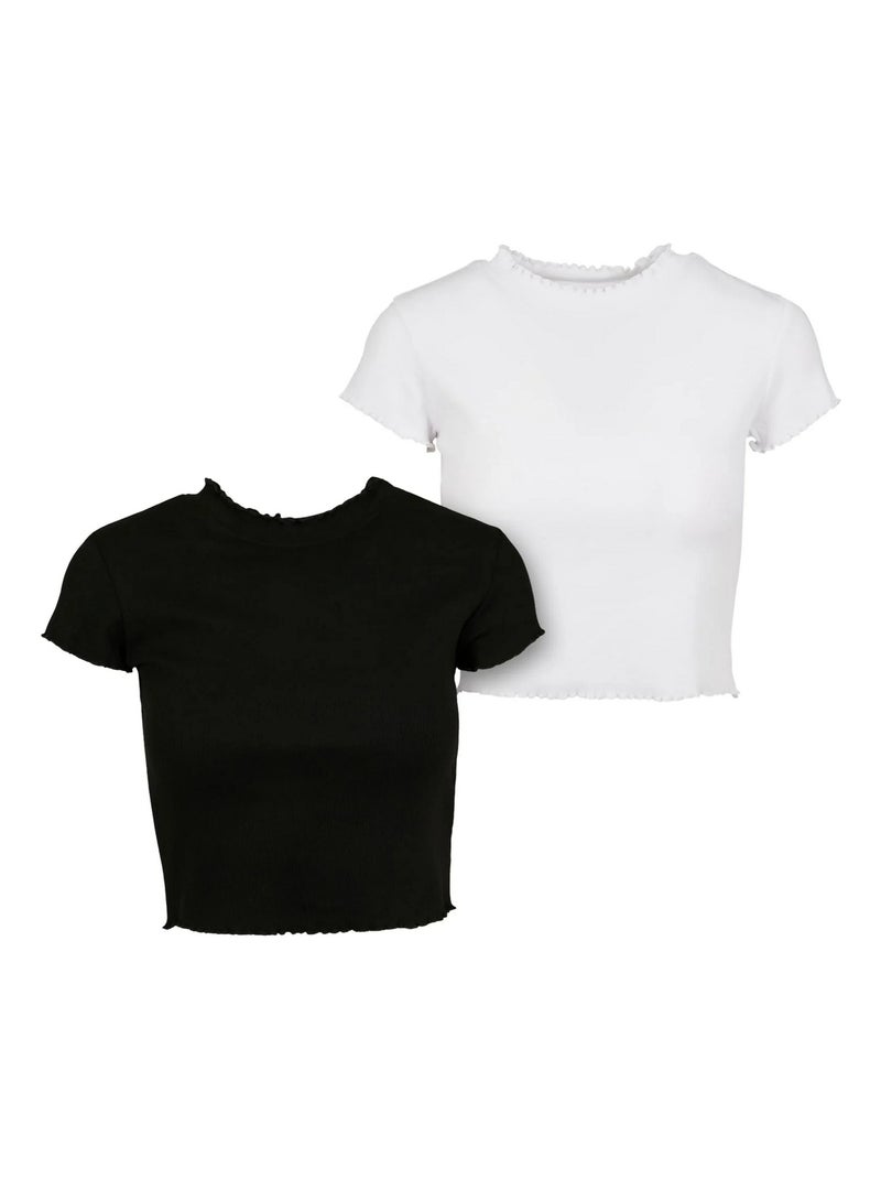 Urban Classics - Haut court motif/style Côtelé Noir Blanc - Kiabi