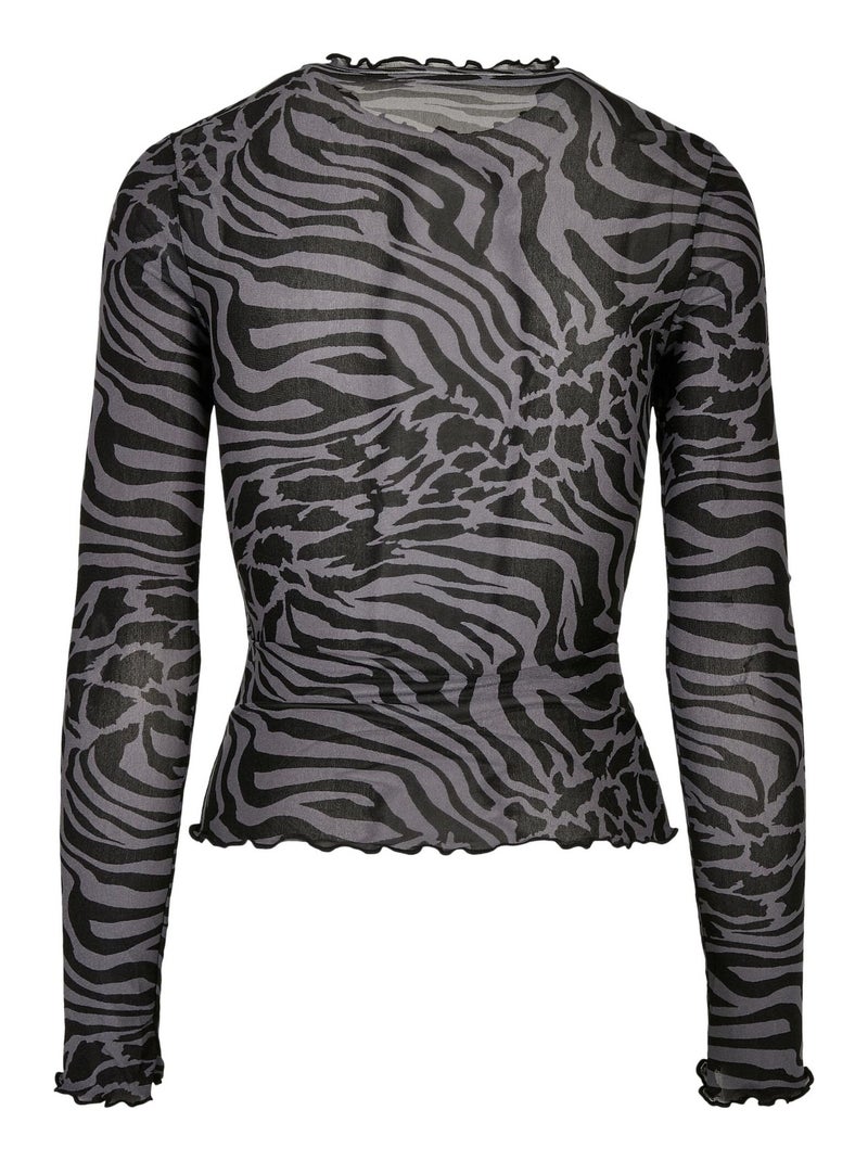 Urban Classics - Haut manches longues motif/style imprimé intégral Bleu marine - Kiabi
