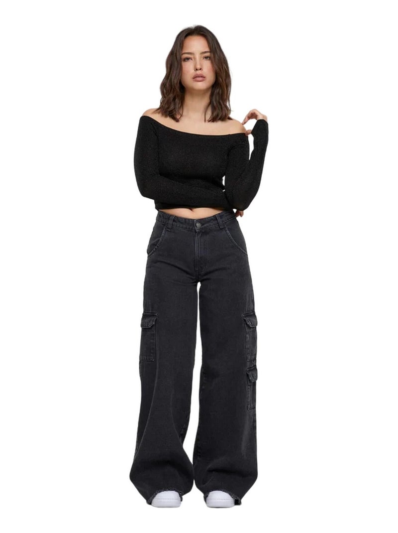 Urban Classics - Haut manches longues motif/style Paillettes Noir - Kiabi