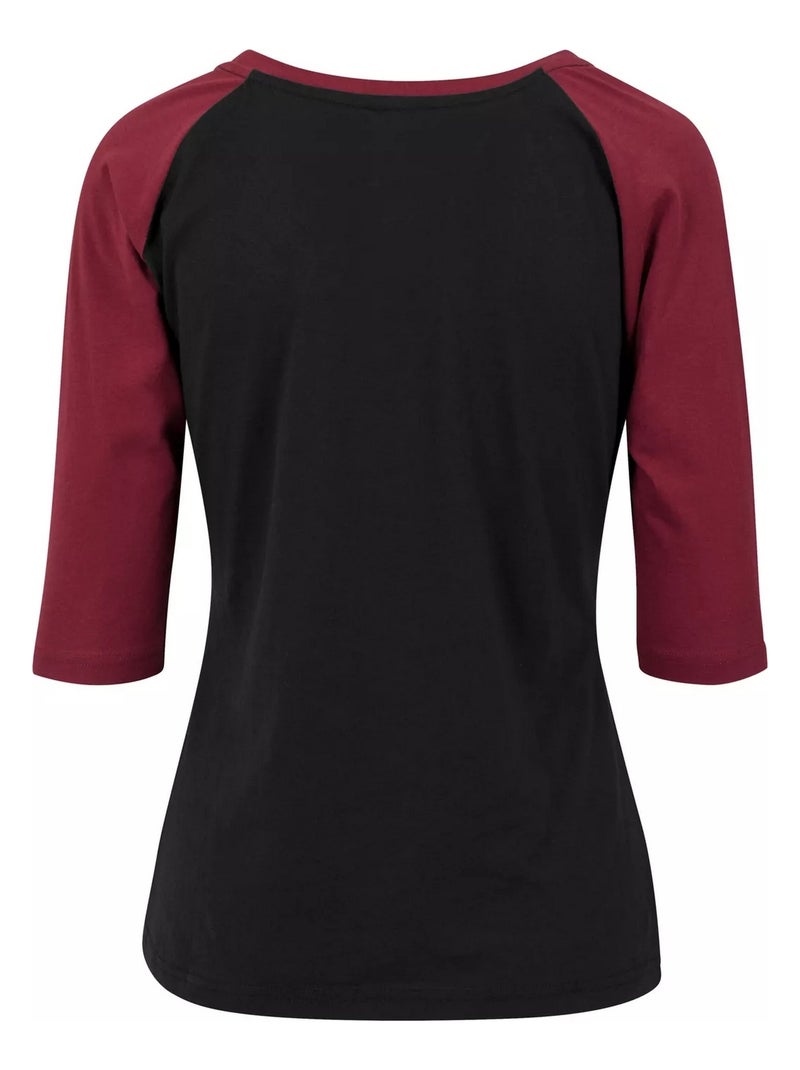 Urban Classics - Haut manches ¾ motif/style Contrasté Noir Rouge - Kiabi