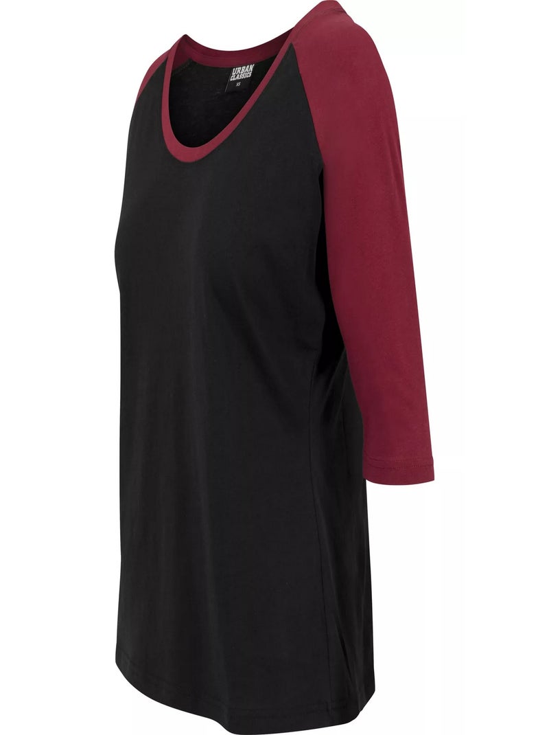 Urban Classics - Haut manches ¾ motif/style Contrasté Noir Rouge - Kiabi