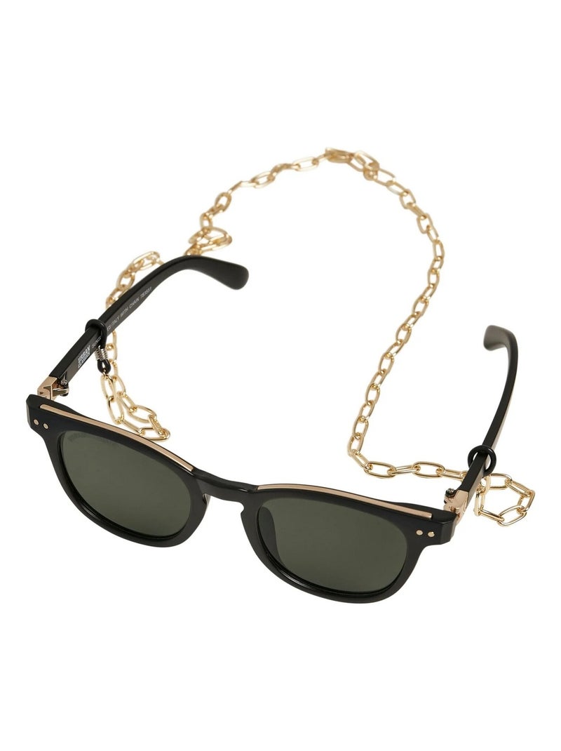 Urban Classics - Lunettes de soleil avec chaîne ITALY Noir Doré - Kiabi