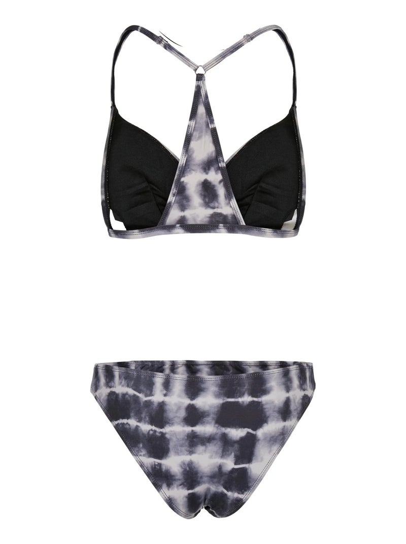 Urban Classics - Maillot de bain 2 pièces motif/style triangle tie-dye Noir Blanc - Kiabi