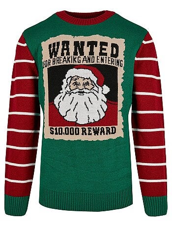 Urban Classics - Pull Noël motif/style poster 'Wanted'