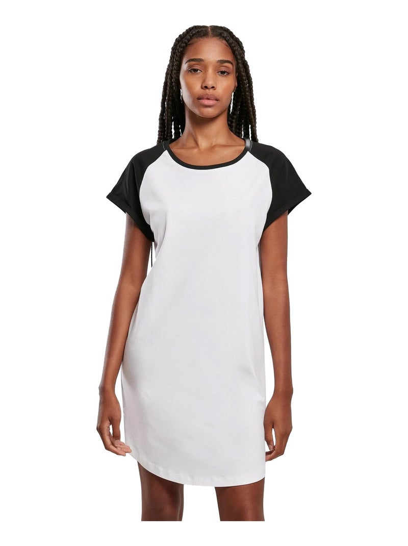 Urban Classics - Robe t-shirt manches raglan motif/style Détail contrasté Blanc Noir - Kiabi