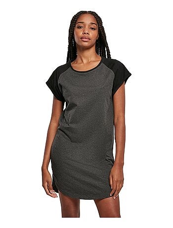 Urban Classics - Robe t-shirt manches raglan motif/style Détail contrasté