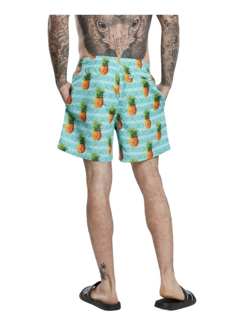 Urban Classics - Short de bain motif/style Ananas Bleu - Kiabi