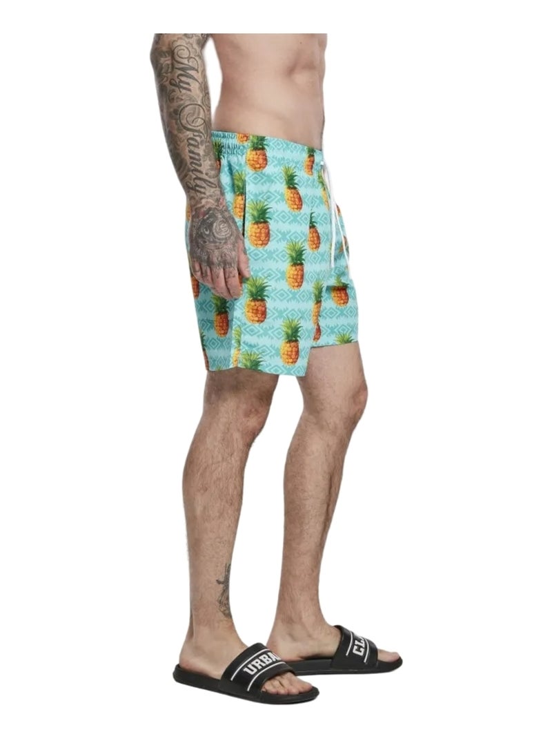 Urban Classics - Short de bain motif/style Ananas Bleu - Kiabi