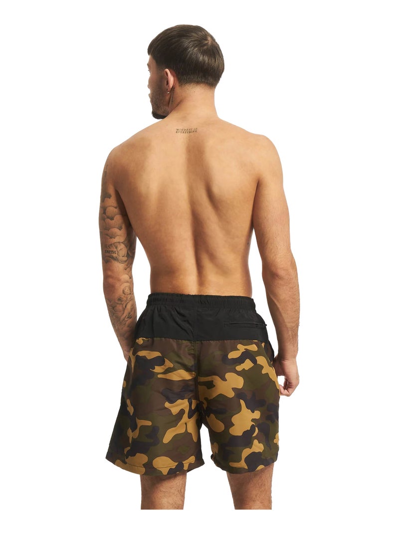 Urban Classics - Short de bain motif/style Bloc Bleu céladon - Kiabi