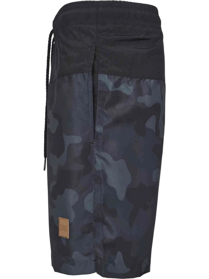 Urban Classics - Short de bain motif/style Bloc Bleu céladon - Kiabi
