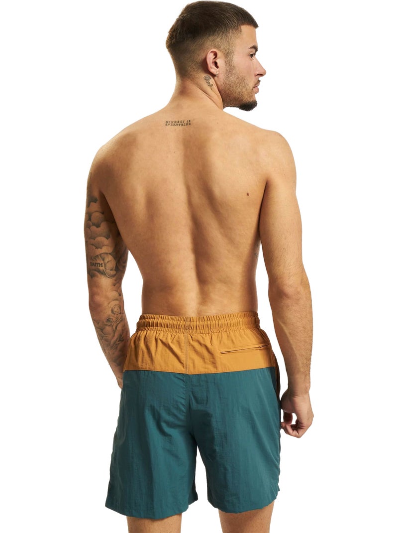 Urban Classics - Short de bain motif/style Bloc Bleu méditerranée - Kiabi