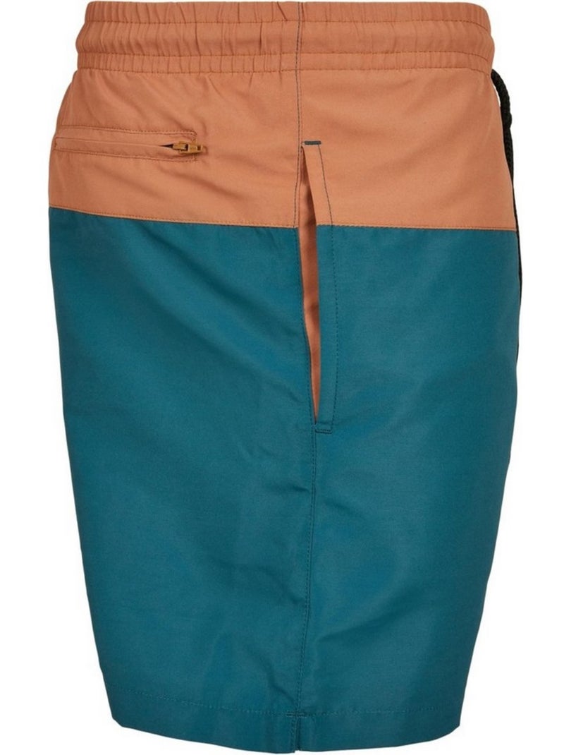 Urban Classics - Short de bain motif/style Bloc Bleu méditerranée - Kiabi