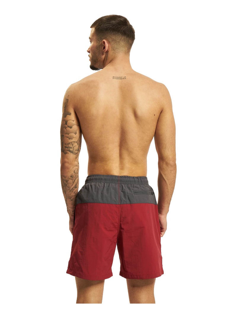 Urban Classics - Short de bain motif/style Bloc Orange corail - Kiabi
